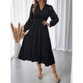 thumbnail image 3 of Long Sleeve Dress for Women Fall V Neck Aline Spring Elegant Modest Flowy Wedding Guest Maxi Dresses, 3 of 8