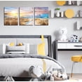 thumbnail image 2 of Beach Pictures Wall-Art - Beach Decor For Bathroom - Ocean Wall Art For Bedroom - Coastal Yellow Wall Decor Ready To Hang Size 16" x 12" x 3 Pieces Canvas art, 2 of 6