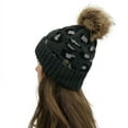 thumbnail image 2 of Herrnalise Women Leopard Stitching Outdoor Plush Hats Crochet Knit Button Beanie Cap, 2 of 3