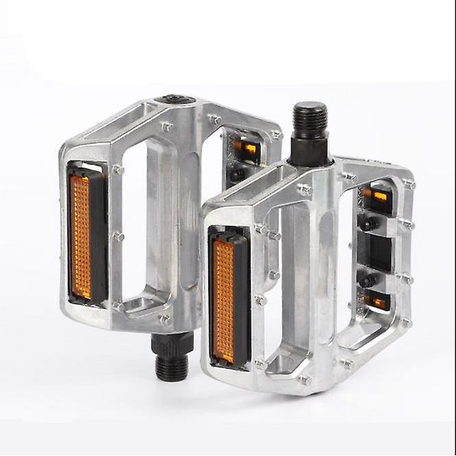 Mountain Bike Pedal, Aluminum Alloy Flat Platform Bicycle Pedals With Reflector For Road Bike And Mtb, Sealed Bearing, Thread Size 9/16 Inchsilver