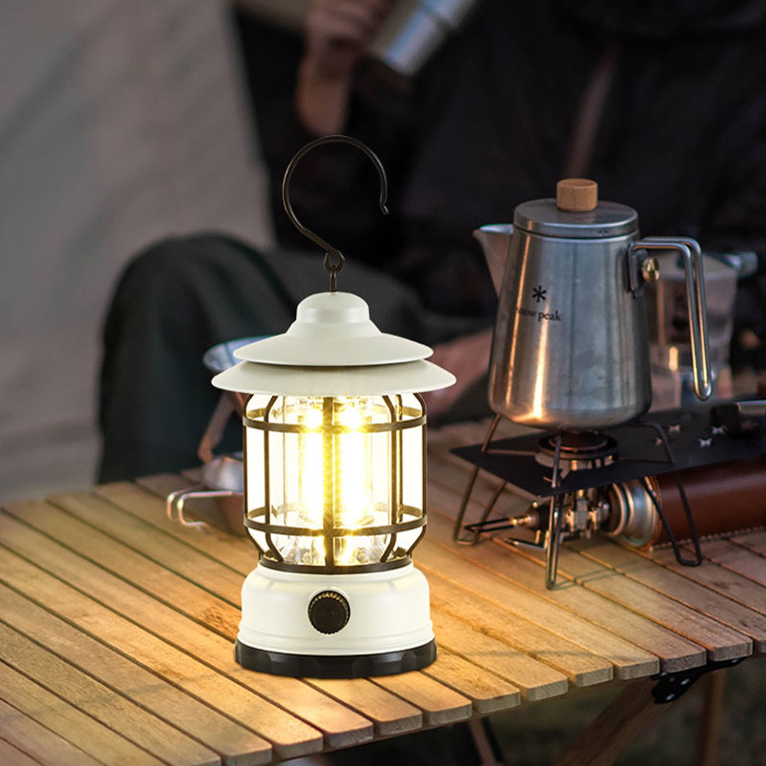 Luzden LED Camping Lantern, Retro Style USB Type C Rechargeable Lantern  with Dimming Vintage Portable Outdoor Camping Lights Lanterns for Power