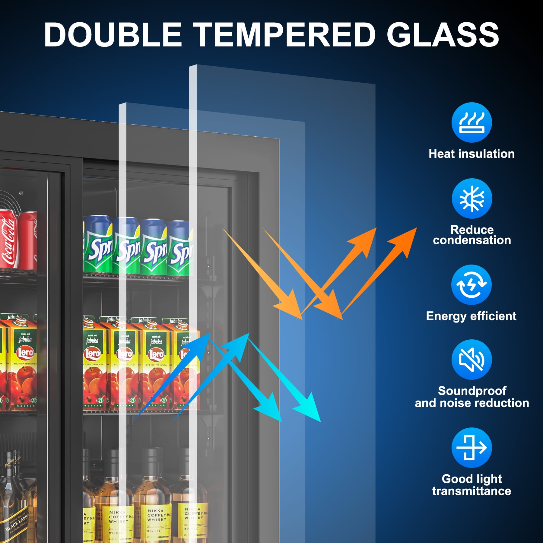 Amerikit Back Bar Cooler with 3 Glass Sliding Doors, 12.3 cu.ft Under Counter Height Beverage Refrigerator for Beer, Wine, Soda, Drinks, ETL Approved