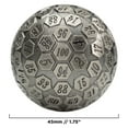 thumbnail image 2 of Wiz Dice - Orb of Predestined Fate - 100 Sided Metal Dice for Tabletop RPG Adventure Games - D100 Polyhedral Dice, Suitable for Dungeons and Dragons and Dice Games Alike - 1.75" - Ancient Silver, 2 of 3