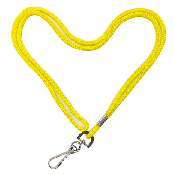 HOSL 100 Pack Badge Lanyards Office Lanyard ID Card Lanyards Business Card Lanyards Students Lanyards Employee Lanyards Round 36" With Swivel Hook (Yellow)