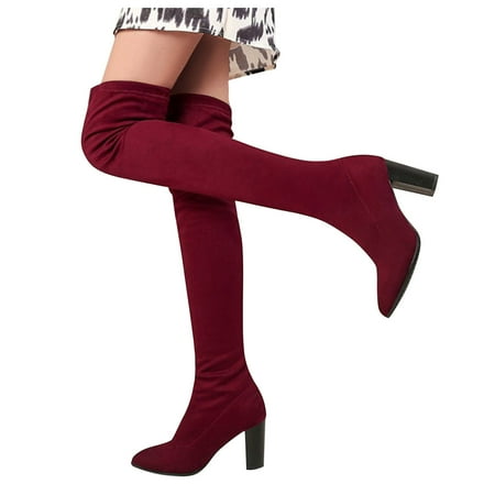 

Cowboy Boots for Women Sexy Over The Knee Boot Stretch Suede Heel High Heel Over The Knee Boots Thigh High for Women Comfortable Western Cowboy Wide Calf Boots