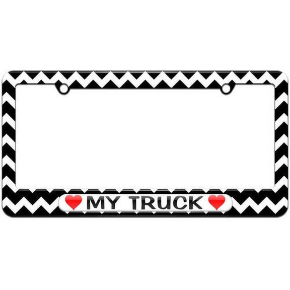 My Truck Love with Hearts License Plate Tag Frame, Multiple Colors