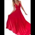 thumbnail image 1 of Vestido Maxi Sin Mangas, de Cintura Alta, Color Liso, con Tirantes Cruzados en la Espalda y Múltiples Usos para Mujer. Rojo XL, 1 of 8