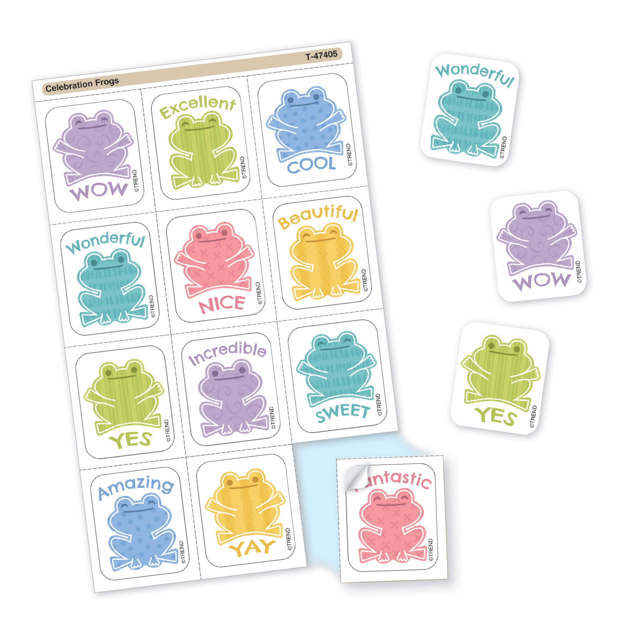 TREND Celebration Frogs Tear & Share Stickers, 60 Per Pack, 6 Packs