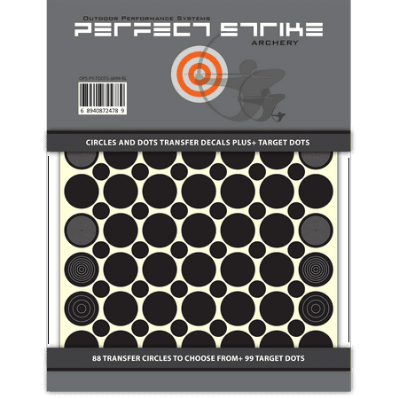 Perfect Strike Archery Circles and Dots Transfer Decals for Scope Lenses + Peel and Stick Target Dots. Practice or Competition. Adhesive Backed Vinyl Decals. (Black)