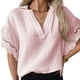 thumbnail image 4 of Camiseta pura respirable de las mujeres del cordón del color de la manga corta del poliéster superior con cuello en V para las compras de la oficina, 4 of 6