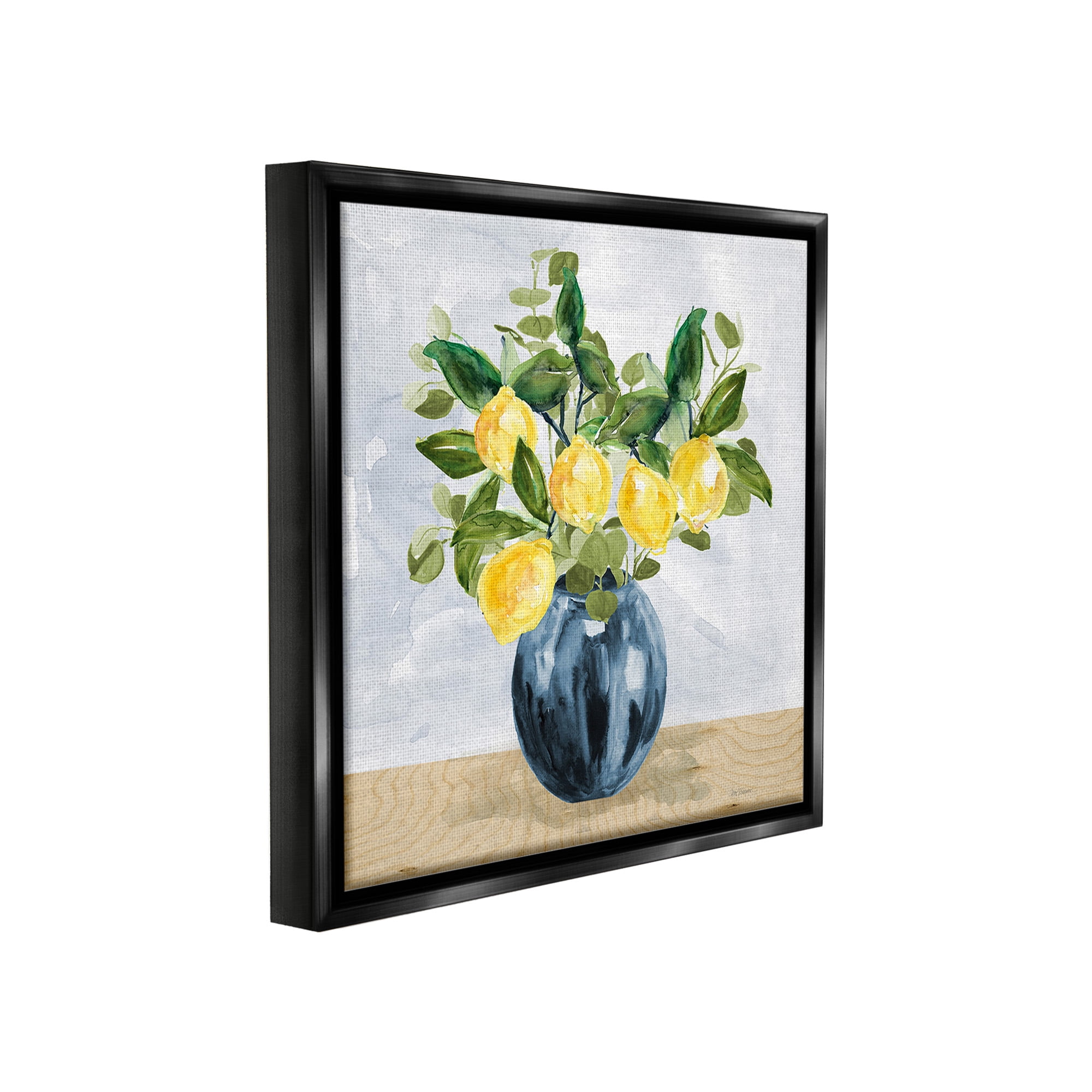 Stupell Industries Lemon Tree Bouquet Food & Beverage Painting Black Floater Framed Canvas Art Print Wall Art, 25 x 25
