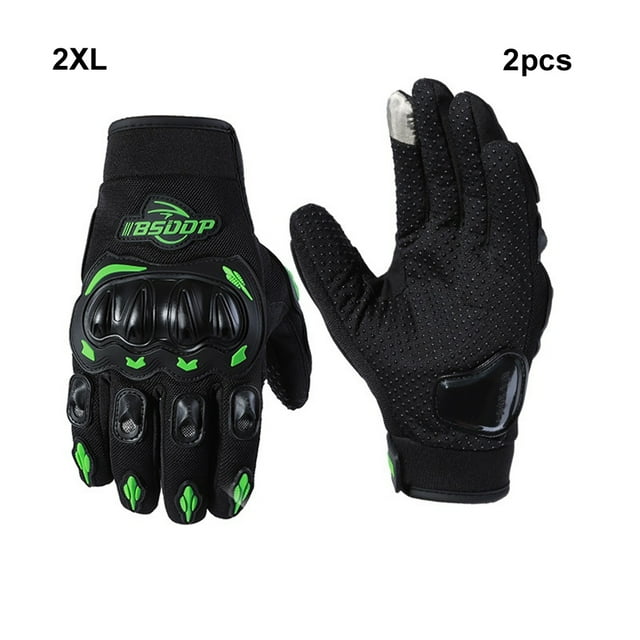 maskred Maximum Protection Leather Motorcycle Gloves With Padding • Breathable green 2XL