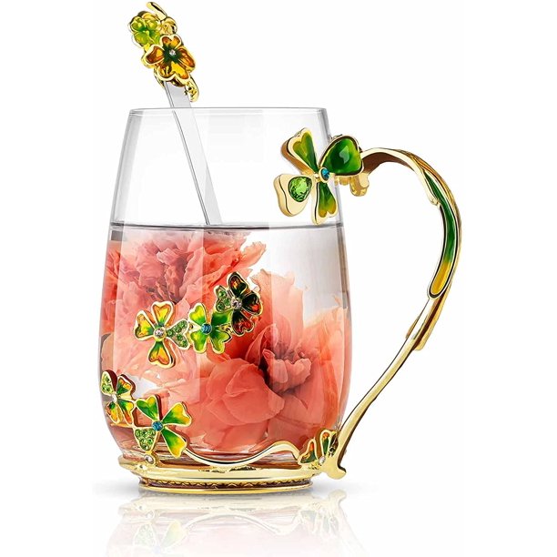 Luka Tech Tetera de cristal esmaltado con forma de flor de 35 onzas con infusor de hojas de té sueltas extraíble, regalos para mujeres, mamá, día de la madre, Navidad, cumpleaños, día de San Valentín