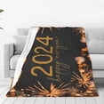 thumbnail image 4 of Salouo HAPPY NEW YEAR 2024 Print Bed Blankets,Flannel Blanket Comfortable Air Conditioning Blanket Lightweight Blanket for Sofa Bed Travel & Couch -40"x30", 4 of 8