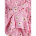 thumbnail image 2 of Qiylii Toddler Girls Floral Pleated Crotch Buttons Romper Bowknot Headband, 2 of 6