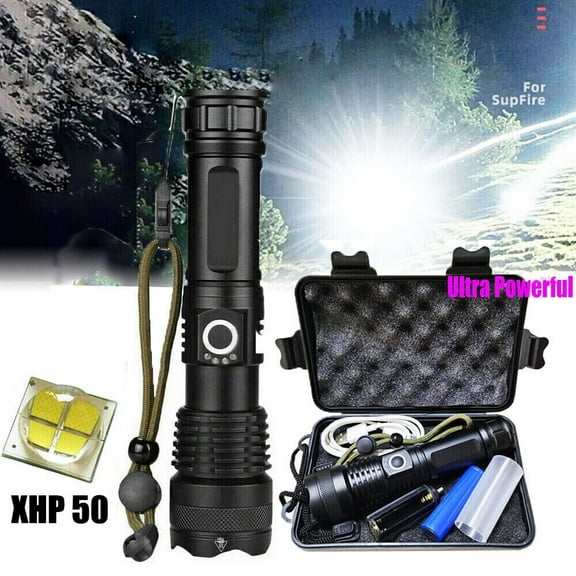 12000000Lumens Brightest LED Flashlight Rechargeable Tactical Police Work Light