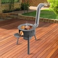 thumbnail image 5 of 3-Wok Ring Wood Burning Stove, Carbon Black Steel Welded Freestanding Outdoor Stove, Portable Firewood Stove for Backyard Camping Picnic, 5 of 11