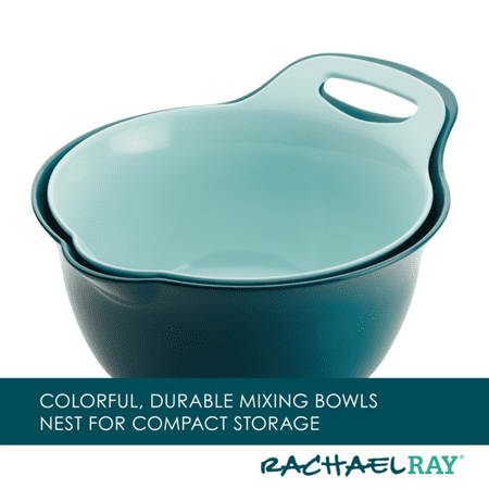 Rachael Ray - Tools and Gadgets 2-Piece Nesting Mixing Bowl Set - Light Blue and Teal