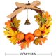thumbnail image 5 of Corona de otoño artificial con cosecha de hoja de arce, hoja de calabaza, bayas, guirnalda de puerta, decoración para colgar en la pared para Halloween, 5 of 5
