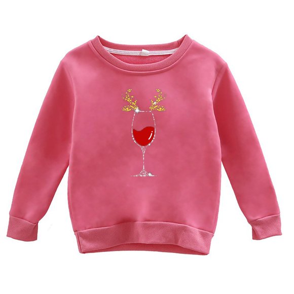 HIPYLO Toddler Boy Christmas Sweatshirt Retro Santa Sweatshirt Pink Santa Teen Girls Sweatshirts Basic Tops Girls Tops Size 10 6x Girls Clothes, Hot Pink 18-24 Months
