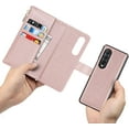 thumbnail image 2 of Samsung Galaxy Z Fold 3 5G Wallet Case with S Pen Holder,Detachable 2 in 1 Magnetic [9 Card Slots] Removable Wrist Strap Zipper PU Leather Case for Samsung Galaxy Z Fold 3,RoseGold, 2 of 14