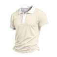 thumbnail image 3 of Mfakffe Mens Polo Shirts Summer Casual Golf T Shirt Big and Tall Short Sleeve Collared Tee Office Cotton Top (Khaki, 4XL), 3 of 4