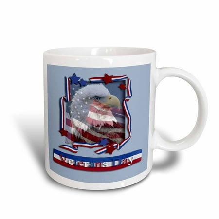 3dRose Veterans Day Patriotic Eagle, Ceramic Mug,