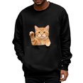 thumbnail image 2 of larppty Unisex Cat Pouch Oversized Sweatshirts Long Sleeve Kitten Puppy Holder Kangaroo pocket Pullover Top (Black, M), 2 of 7