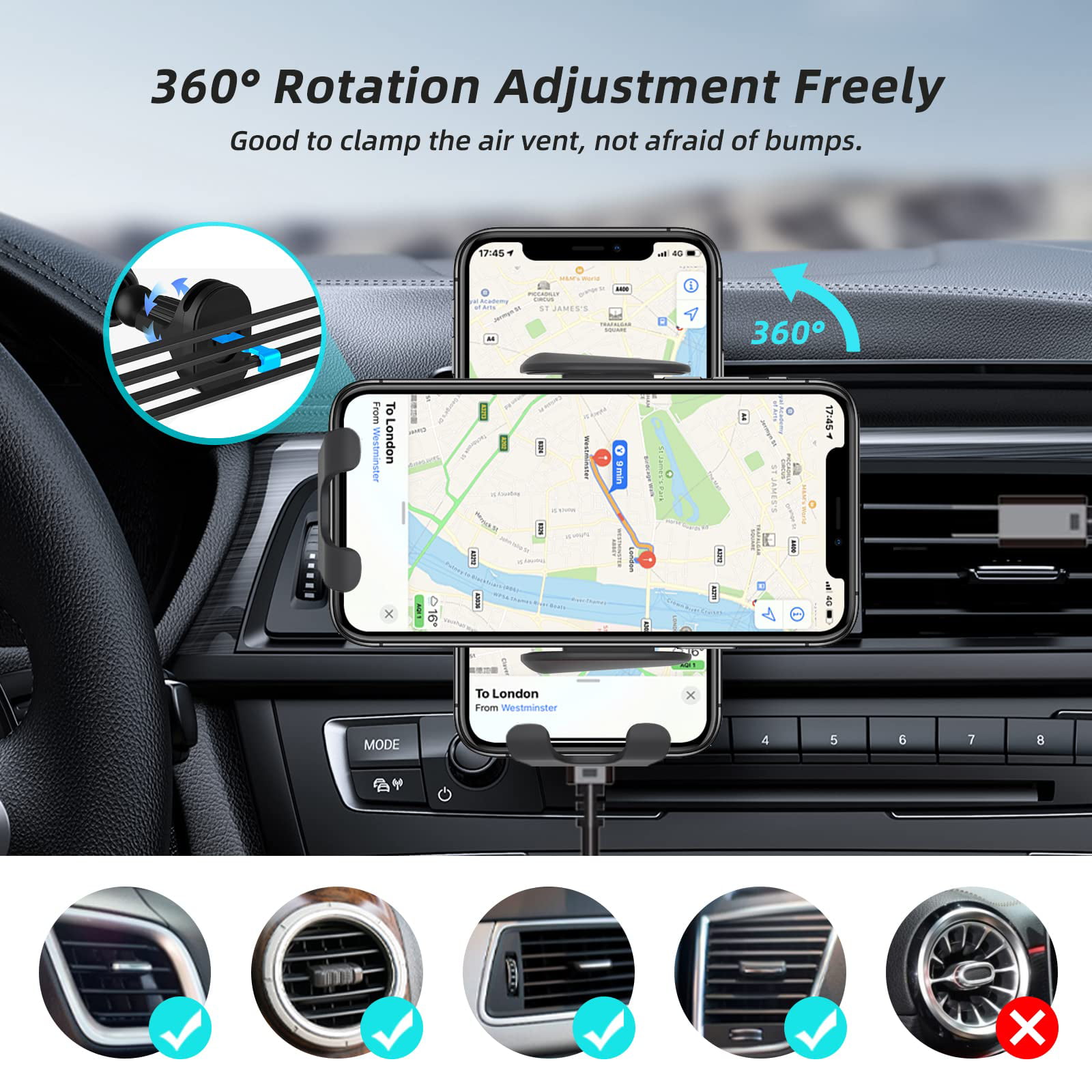 Auto Addict Car Wireless Charger Mount Fast Wireless Charging Smart Sensor  AC Vent Car Phone Holder for Tata Altroz