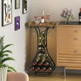 thumbnail image 6 of Wine Rack Freestanding Floor, Mini Bar Table Wine Holder Stand Liquor Cabinet with Glass Holder Wood Tabletop 14 Bottles Floor Wine Storage for Home Bar Kitchen Living Room (Patent Pending), 6 of 17