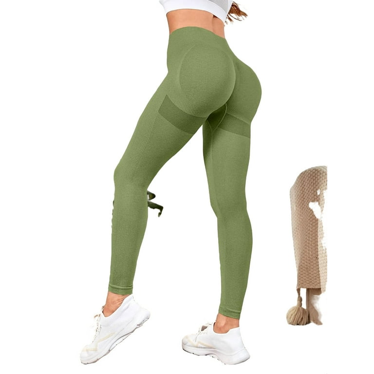 Women's Plain Lime Green Sports Leggings S (4)