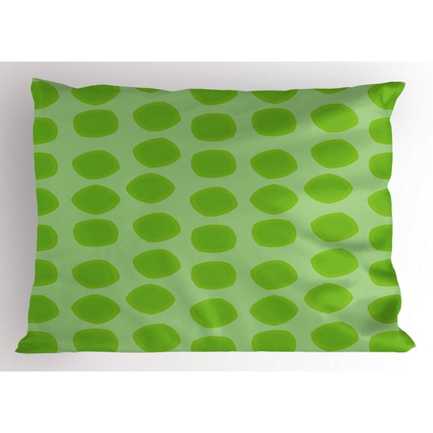 Lime Green Pillow Sham Simplistic Formless Geometric Shapes in