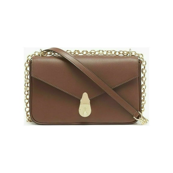 CALVIN KLEIN Women's Brown Leather Chain Strap Crossbody Handbag Purse