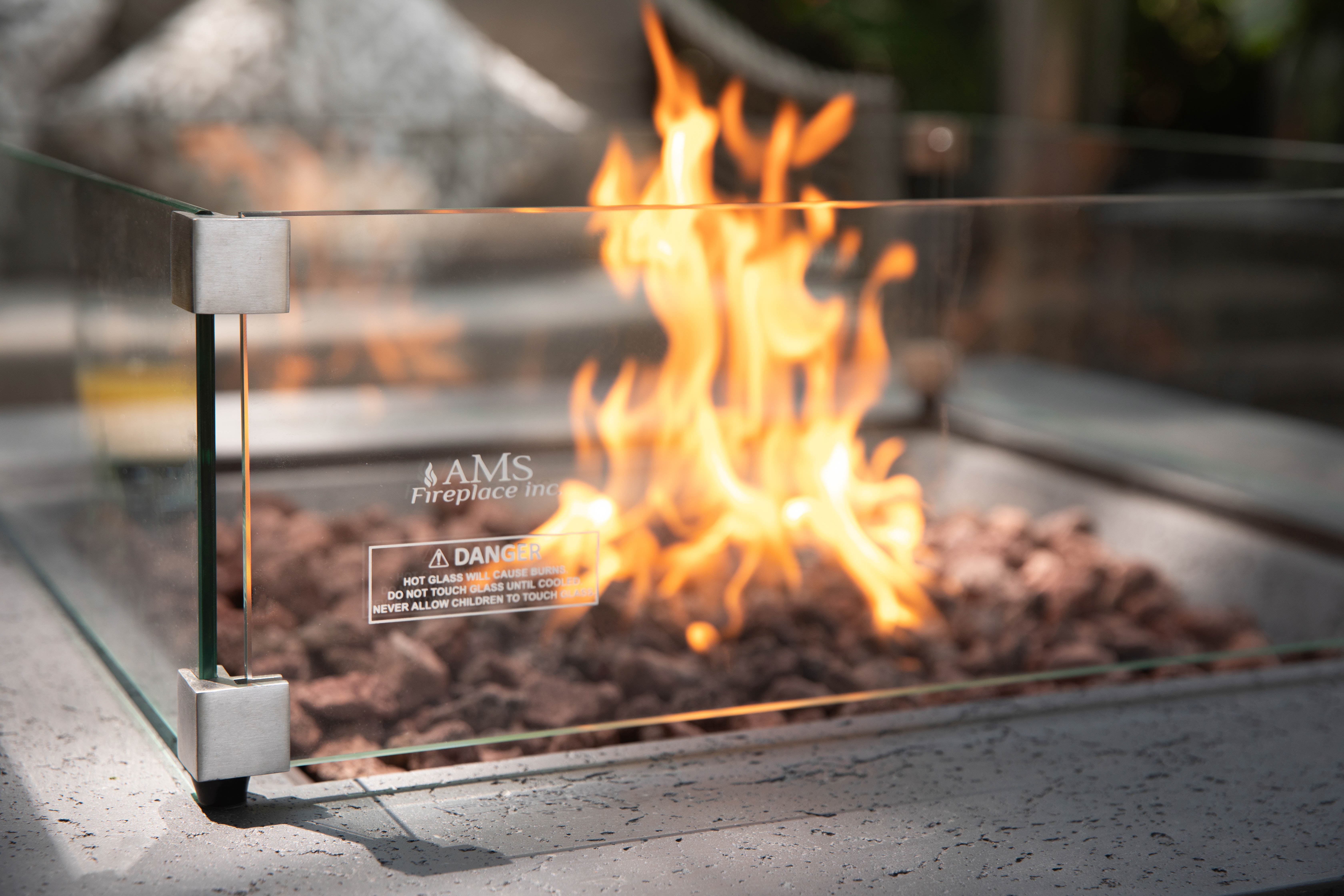 AMS Fireplace Brooklyn Square 40” Fire Pit Table - Propane - Dark Gray