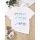thumbnail image 1 of Girls' Breathable Stretch T-Shirt with Blue Bow Print - Casual Round Neck Summer Top, Machine Washable, 1 of 5