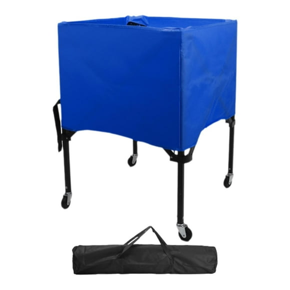 Almencla Rolling Sports Ball Cart with Carrying Bag Sports Ball Cage Versatile Volleyball Cart with Wheels for Basketball Gym Football Blue