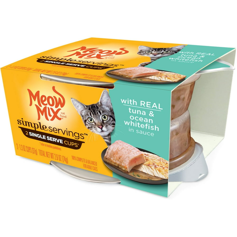 (2 Pack) Meow Mix Simple Servings With Real Tuna Ocean Whitefish In