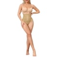 thumbnail image 2 of INSPIRE CHIC Women's High Waisted Tummy Control Bodyshaper Panties Thong with Front Hook Closure 3X-Large Beige, 2 of 5