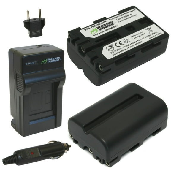 Wasabi Power Battery (2-Pack) and Charger for Sony NP-FM500H