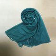 thumbnail image 4 of Fsgntruao Chiffon Sheer Scarf for Women Breathable Solid Color Pearl Trim Wrap Shawl Headscarf Green,Free Size, 4 of 4