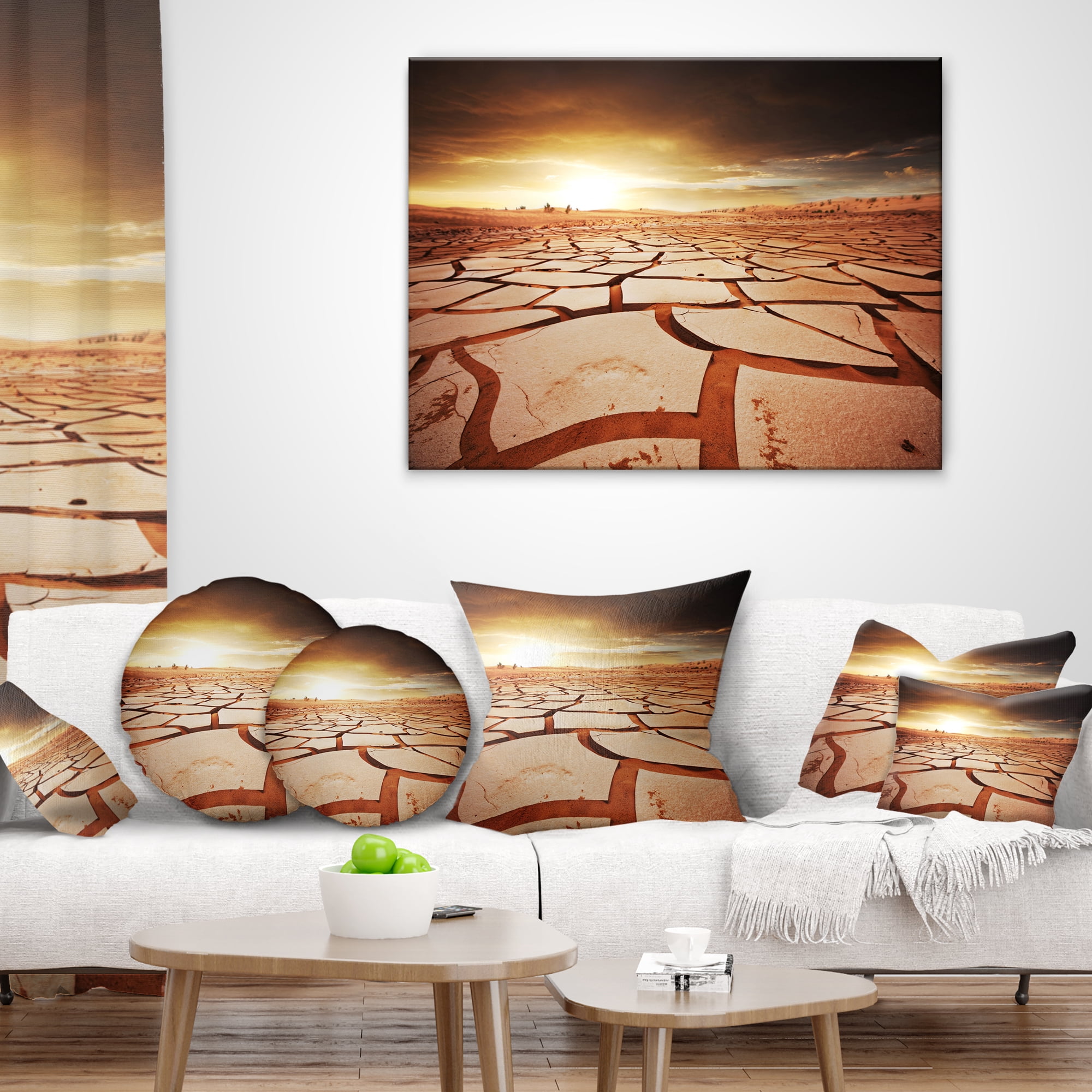 Designart Drought Land under Dark Skies - African Landscape Printed Throw Pillow - 12x20