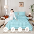 thumbnail image 3 of Manfei Vintage Grid King Size Comforter Sets,Modern Check Comforters King Size,Teal White,Light Gray Reversible,3pcs,1 Comforter and 2 Pillowcases,3pcs,1 Comforter and 2 Pillowcases, 3 of 7