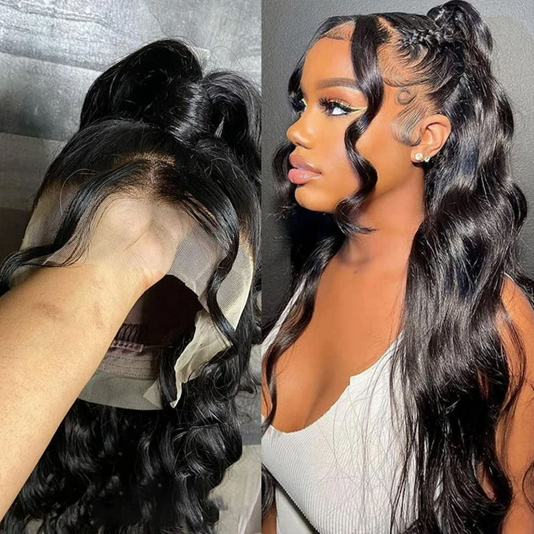 24 Inch Full 360 Lace Front wigs Human Hair Pre Plucked,180% Density 360 Lace  Front Wigs Human Hair Wigs For Black Women,HD Transparent Body Wave 360 Lace  Frontal Wigs Human Hair Can