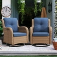 thumbnail image 5 of Pocassy  3-Piece Outdoor Swivel Bistro Set, Wicker Rocking Chairs Yellow/Blue, 5 of 5