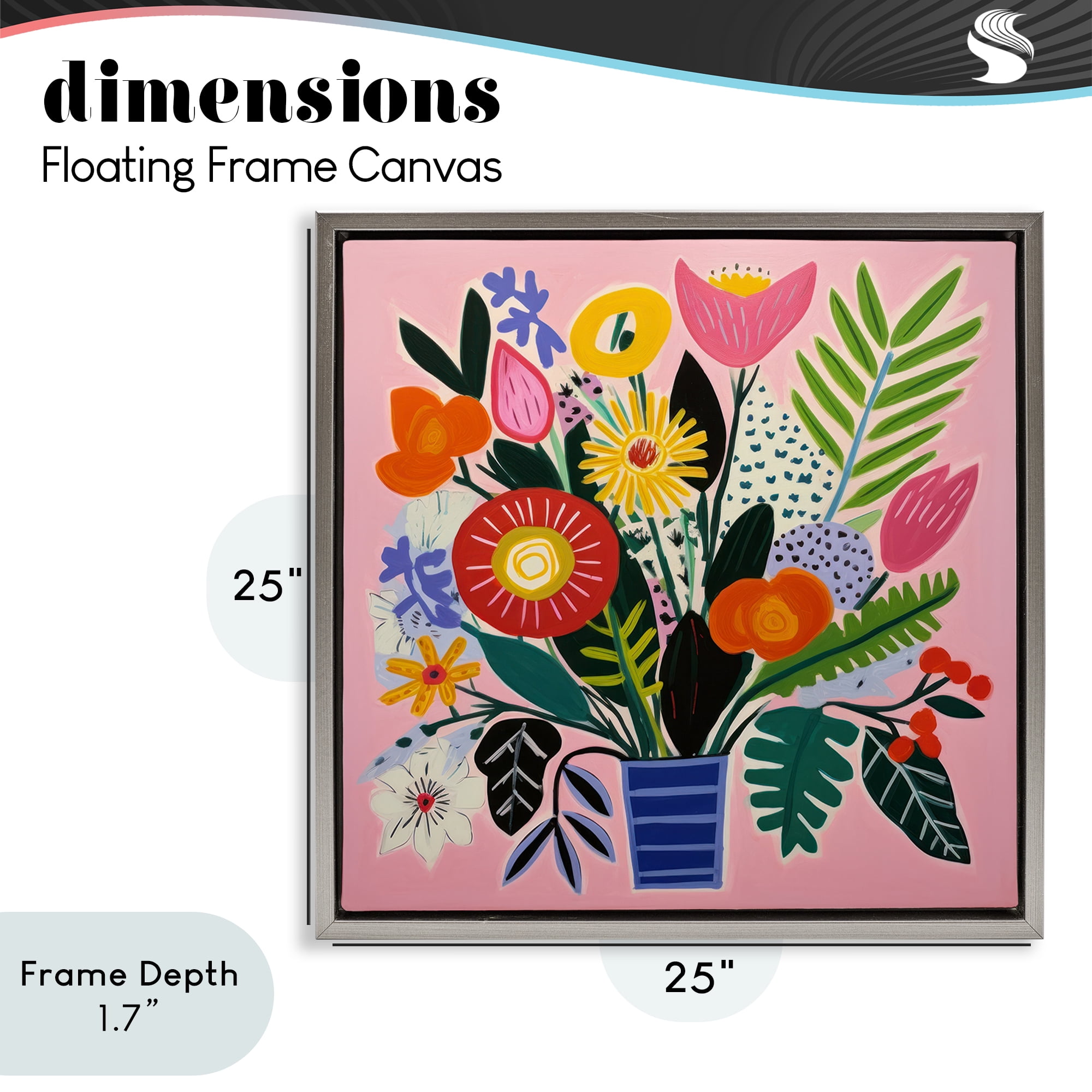 Stupell Industries Floral Flourish Summer Bouquet Gray Framed Floater Canvas Wall Art, design by Lazar Studio