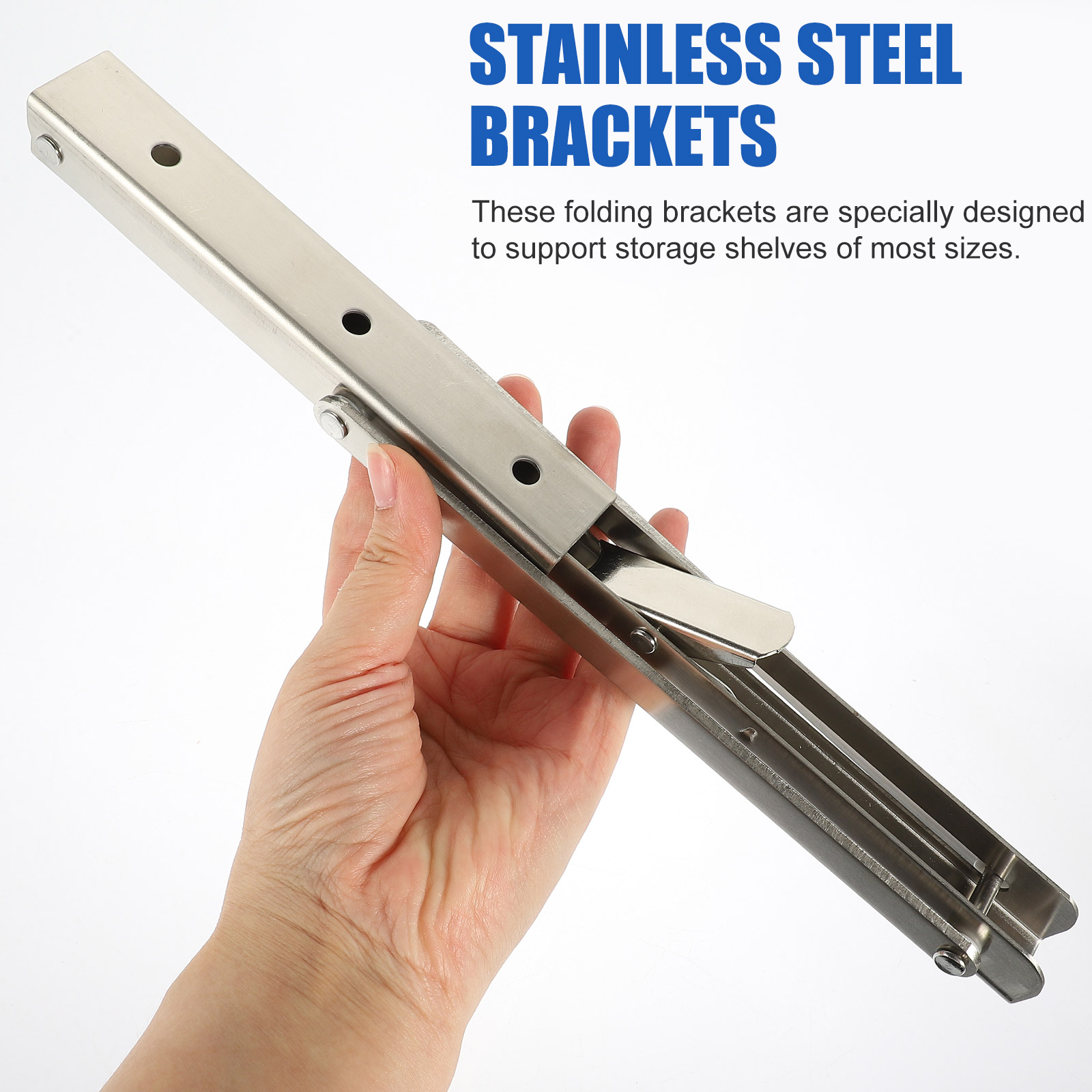 WHAMVOX  2 Pcs Stainless Steel Triangle Bracket Heavy Duty Shelving Shelf Brackets Coat Hangers Silver