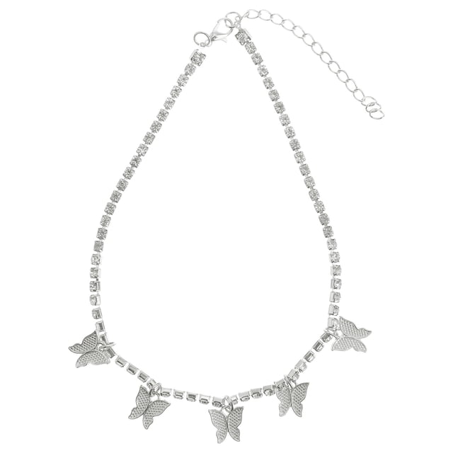 Shisuyan Butterfly Necklace Pendant 37Cm In 1Pack Silver Tone Metal Jewelry For Various Occasions