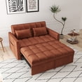 thumbnail image 3 of AOOWOW 51.18" Velvet Pull Out Sleeper Sofa Bed with Adjustable Backrest,  Convertible Sleeper Sofa Couch for Small Spaces, Camel, 3 of 8