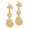 thumbnail image 2 of 14K Starfish, Sand Dollar ,Scallop Shell Dangle Earrings TE743, 2 of 3