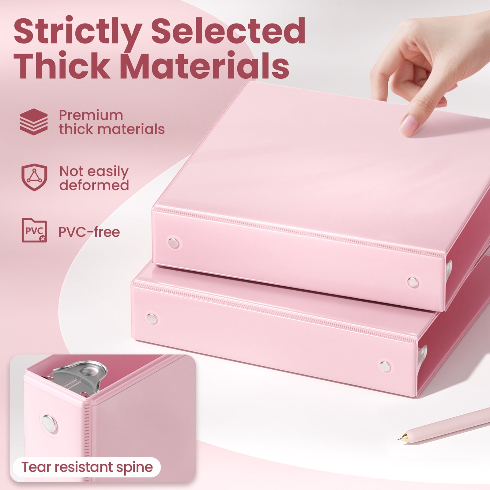 SUNEE 1.5 Inch Binders 3 Ring 6 Pack, Clear View Three Ring 1 1/2 Inch Binders PVC-Free (Fit 8.5x11 Inches) for School or Office Supplies, Pastel 6 Colors